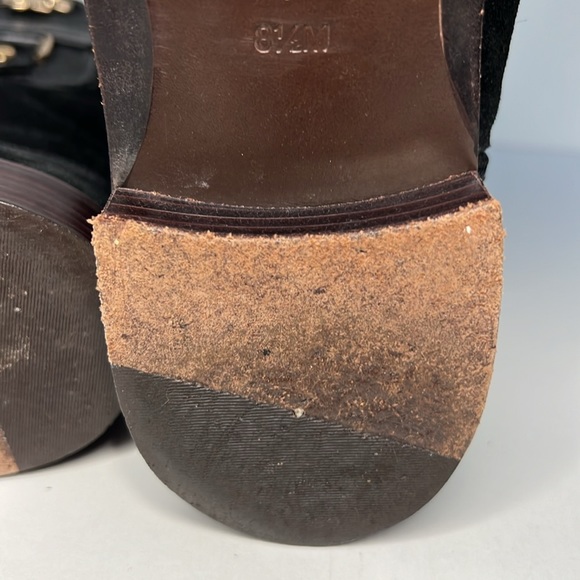Tory Burch Boots Black Leather Suede Mid Calf Side Zip Logo Women’s Size 8.5 - Picture 10 of 16